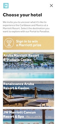 Marriott Portal to Paradiseのホテル選択画面